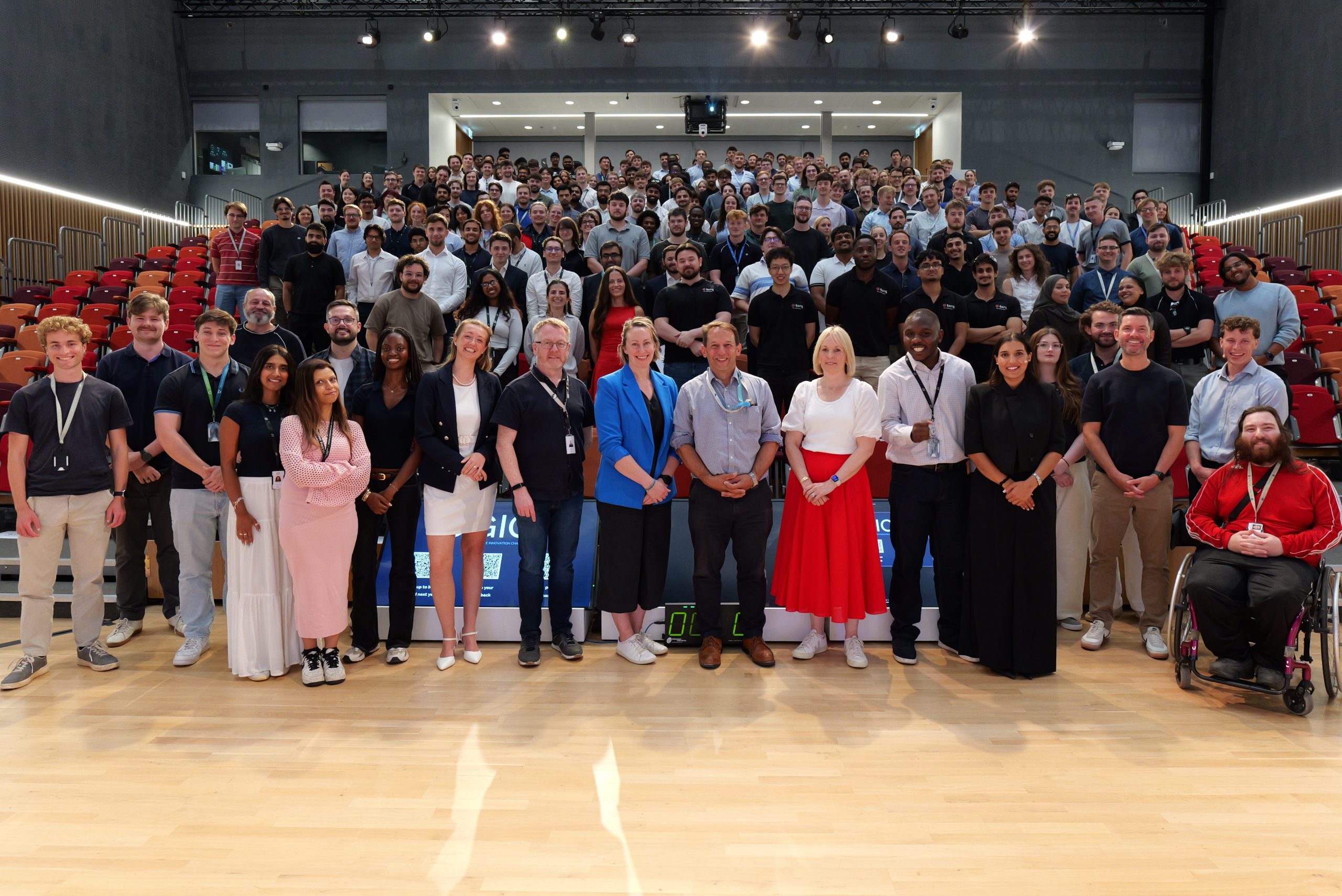 Large group gathered at a Graduate Innovation Challenge event